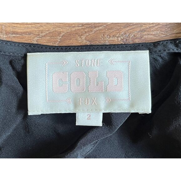 STONE COLD FOX Black 100% Silk Slip Mini Dress Women's Size 2 - Picture 3 of 8